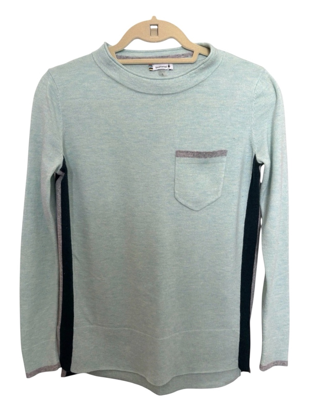 Smartwool Women’s Crewneck Sweater in Mint with Dark Side Panels